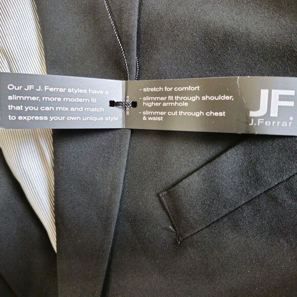 J Ferrar Black Super Slim Fit Blazer 46R NWT Stretch 2 Button Suit Jacket - Picture 10 of 16